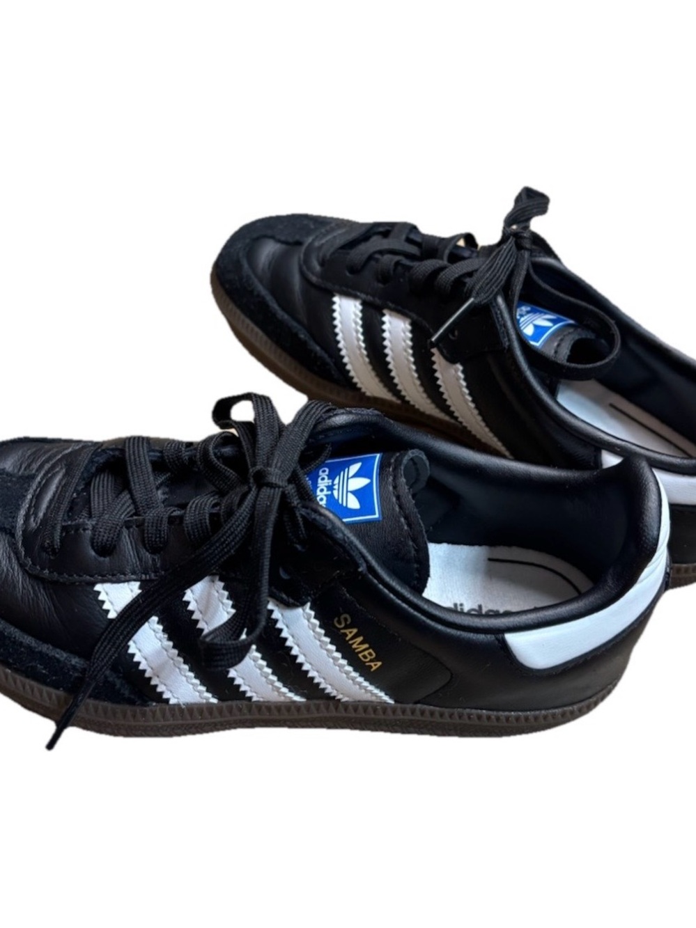 π₯ Adidas Samba Originals Kids 12.5 Black White Leather Sneakers Soccer Shoes π€ - Picture 7 of 11